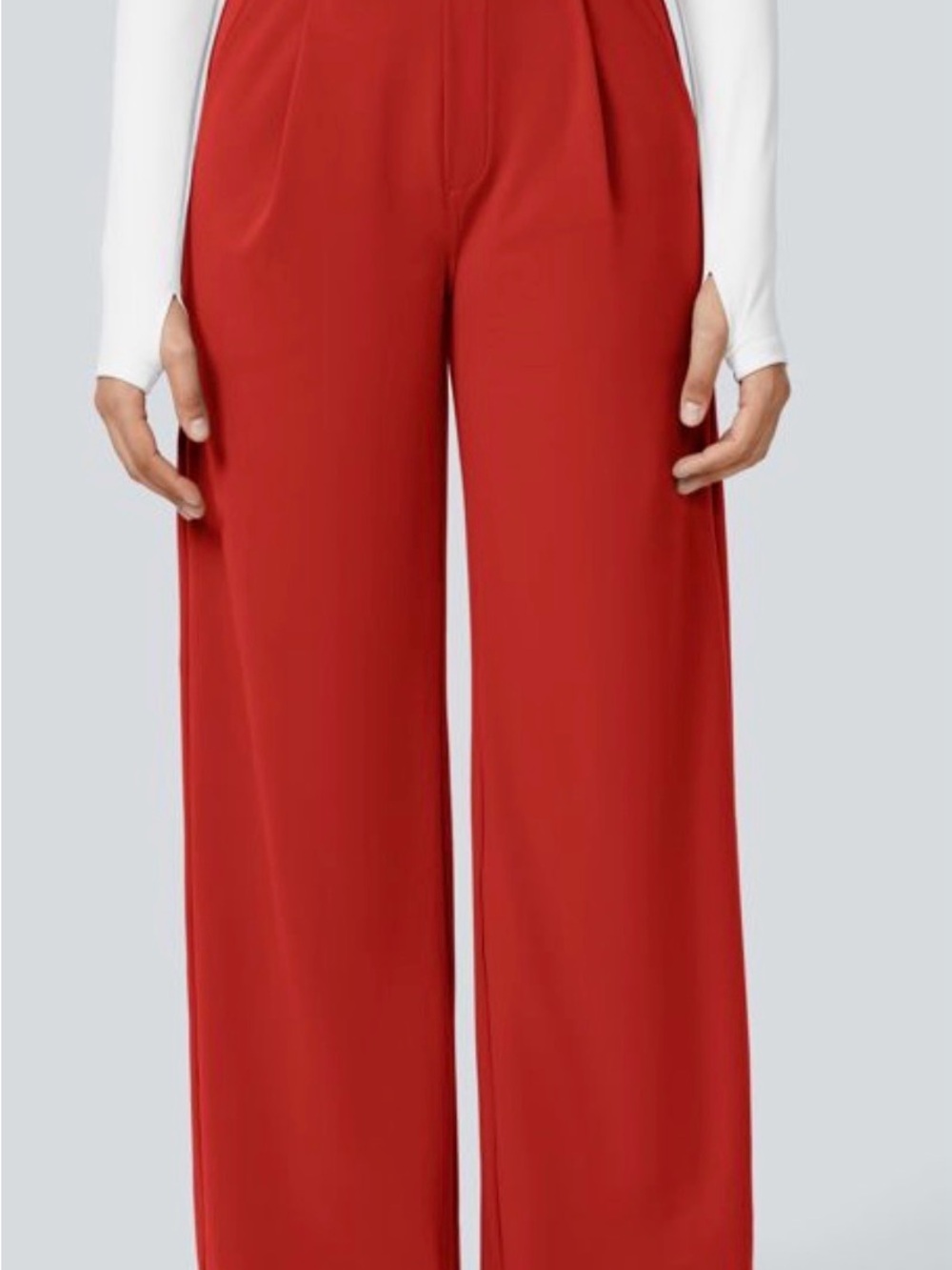HALARA Wide-Leg Red High-Waist Trousers